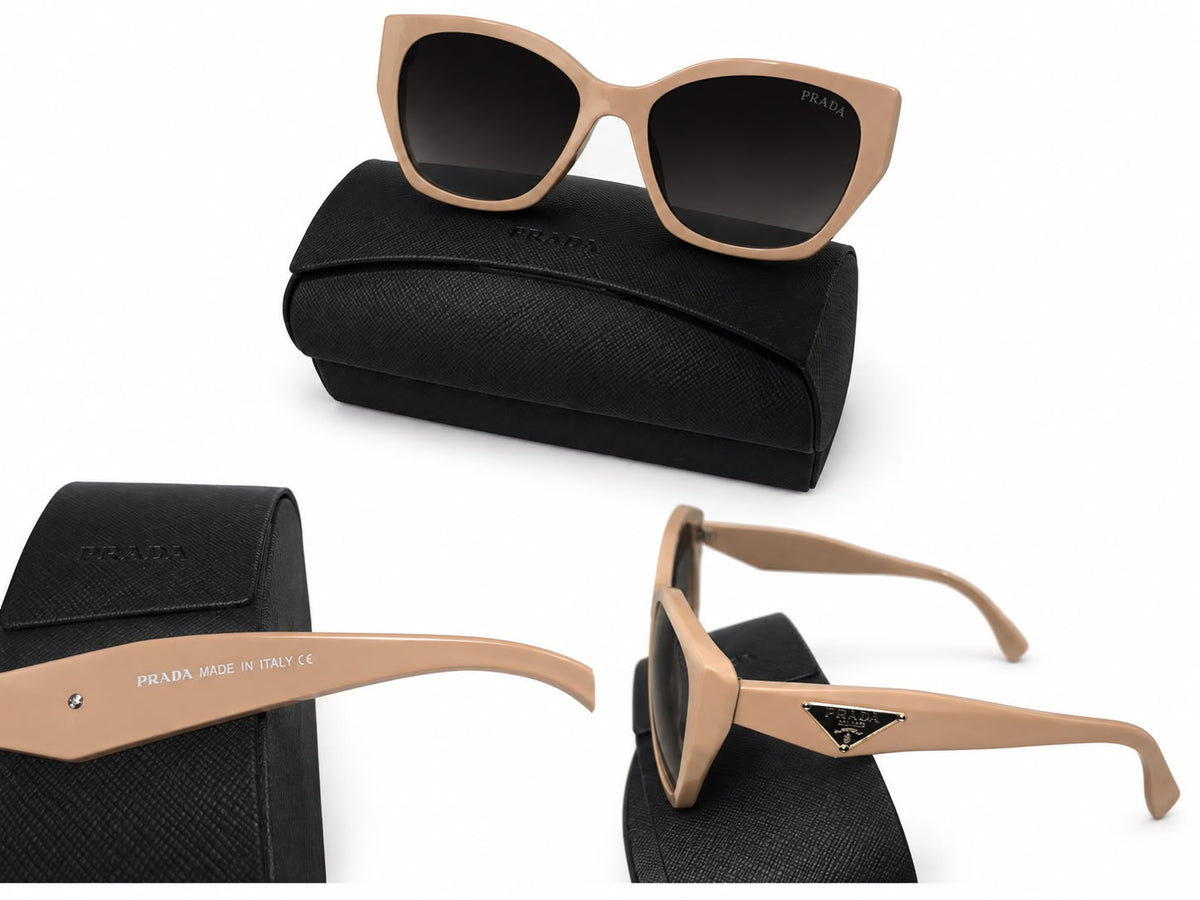 Oversized Beige Cat-Eye Sunglasses