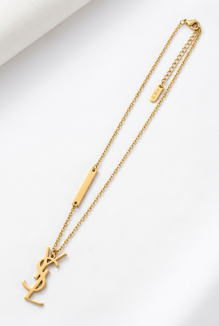 Gold-Tone Interlocking Letter Pendant Necklace