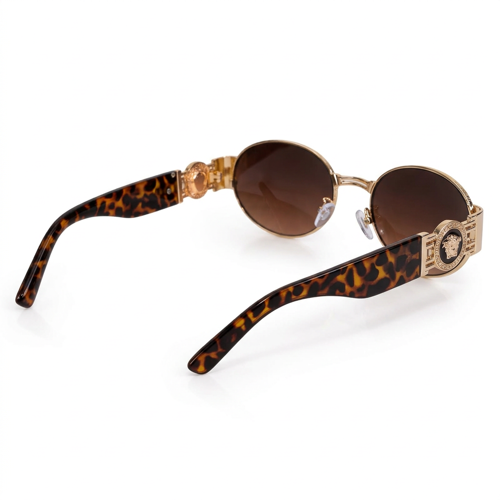 Oval Brown Gradient Sunglasses with Tortoiseshell Temples