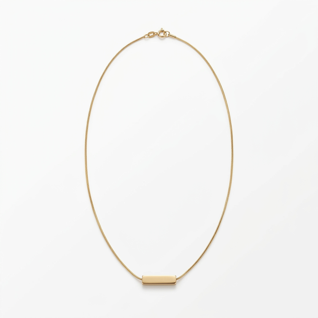 Delicate Gold-Tone Necklace with Rectangular Detail